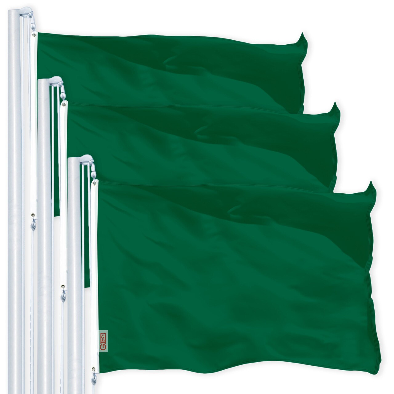 G128 3 Pack: Solid Dark Green Color Flag | 4x6 Ft | LiteWeave Pro Series Printed 150D Polyester | Indoor/Outdoor, Vibrant Colors, Brass Grommets